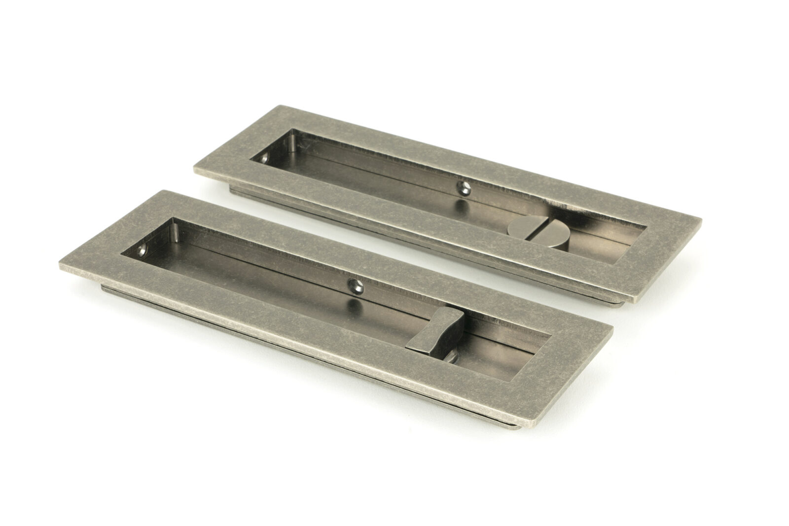 pewter 175mm plain rectangular pull privacy set