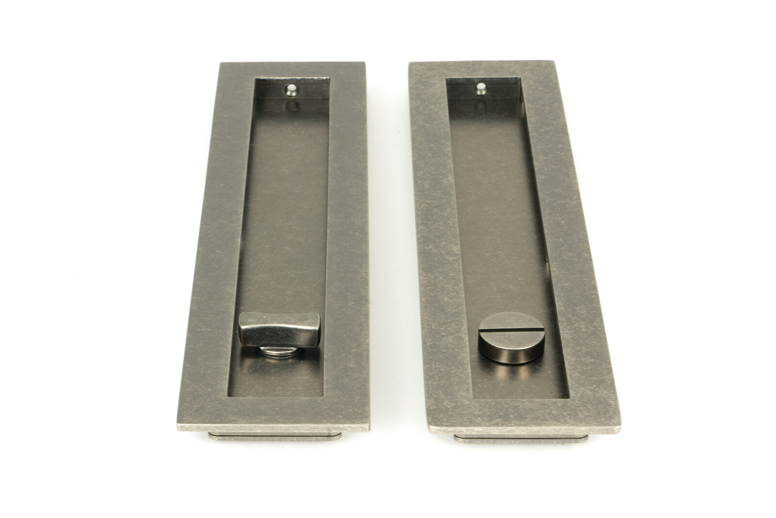 pewter 250mm plain rectangular pull privacy set