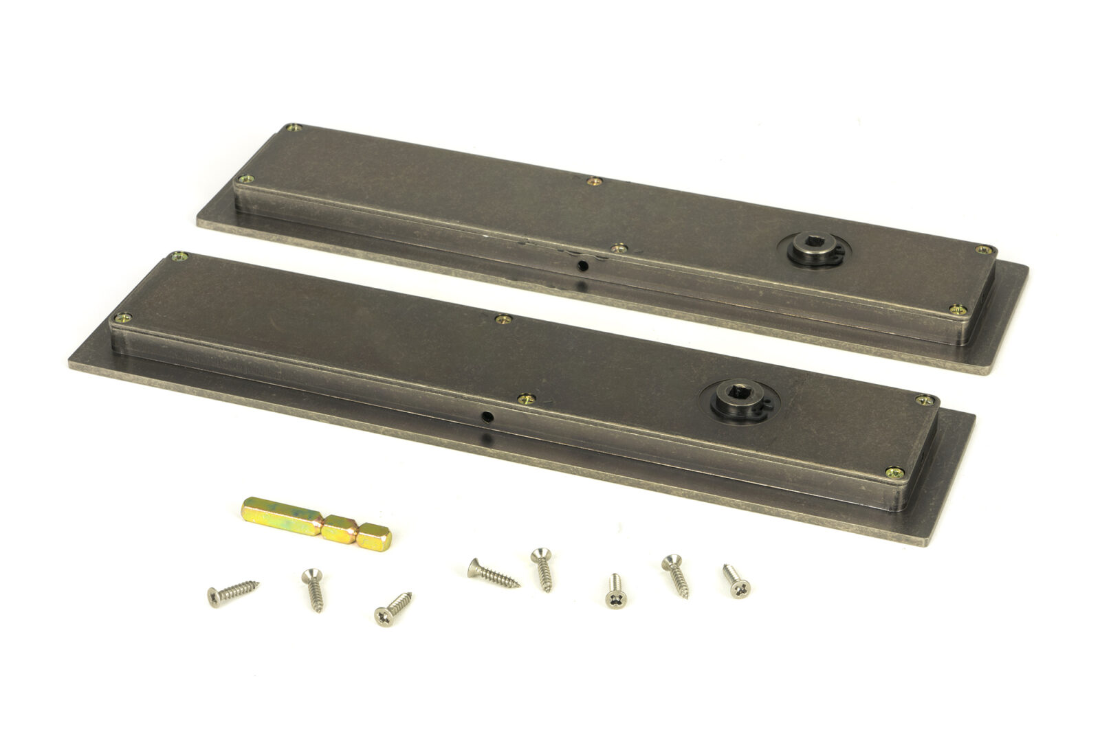 pewter 250mm plain rectangular pull privacy set