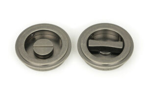 pewter 60mm art deco round pull privacy set