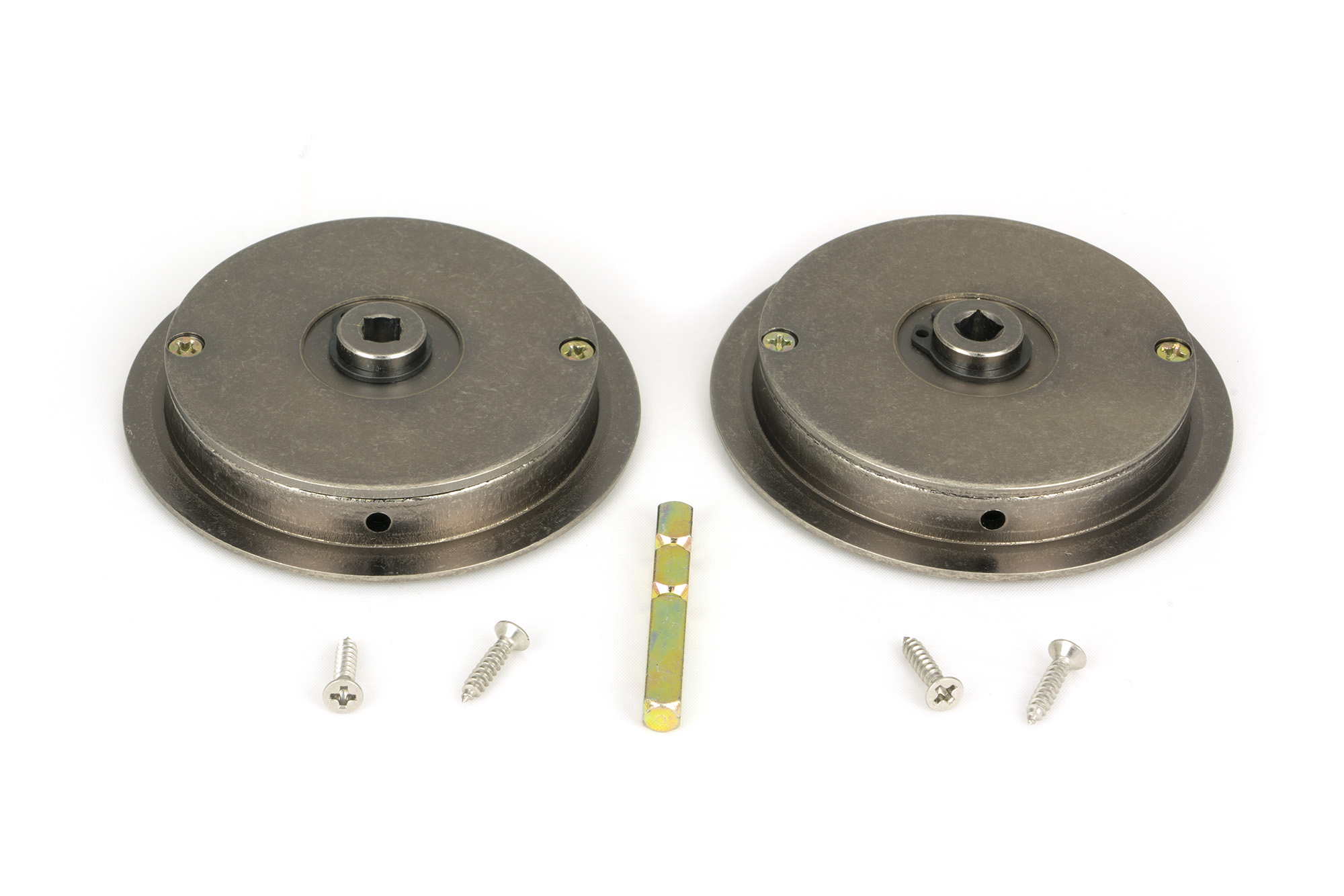 pewter 75mm art deco round pull privacy set