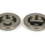 pewter 75mm art deco round pull privacy set