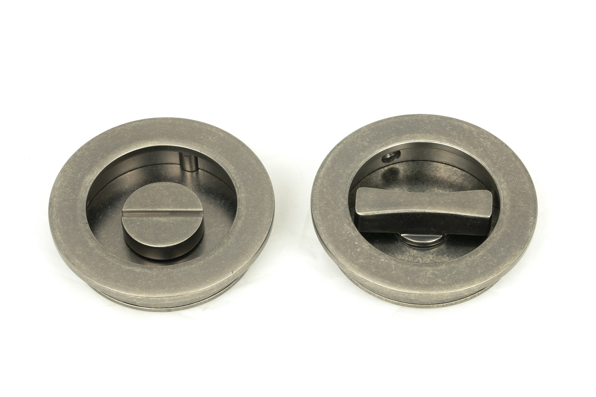 pewter 60mm plain round pull privacy set