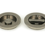 pewter 75mm plain round pull privacy set