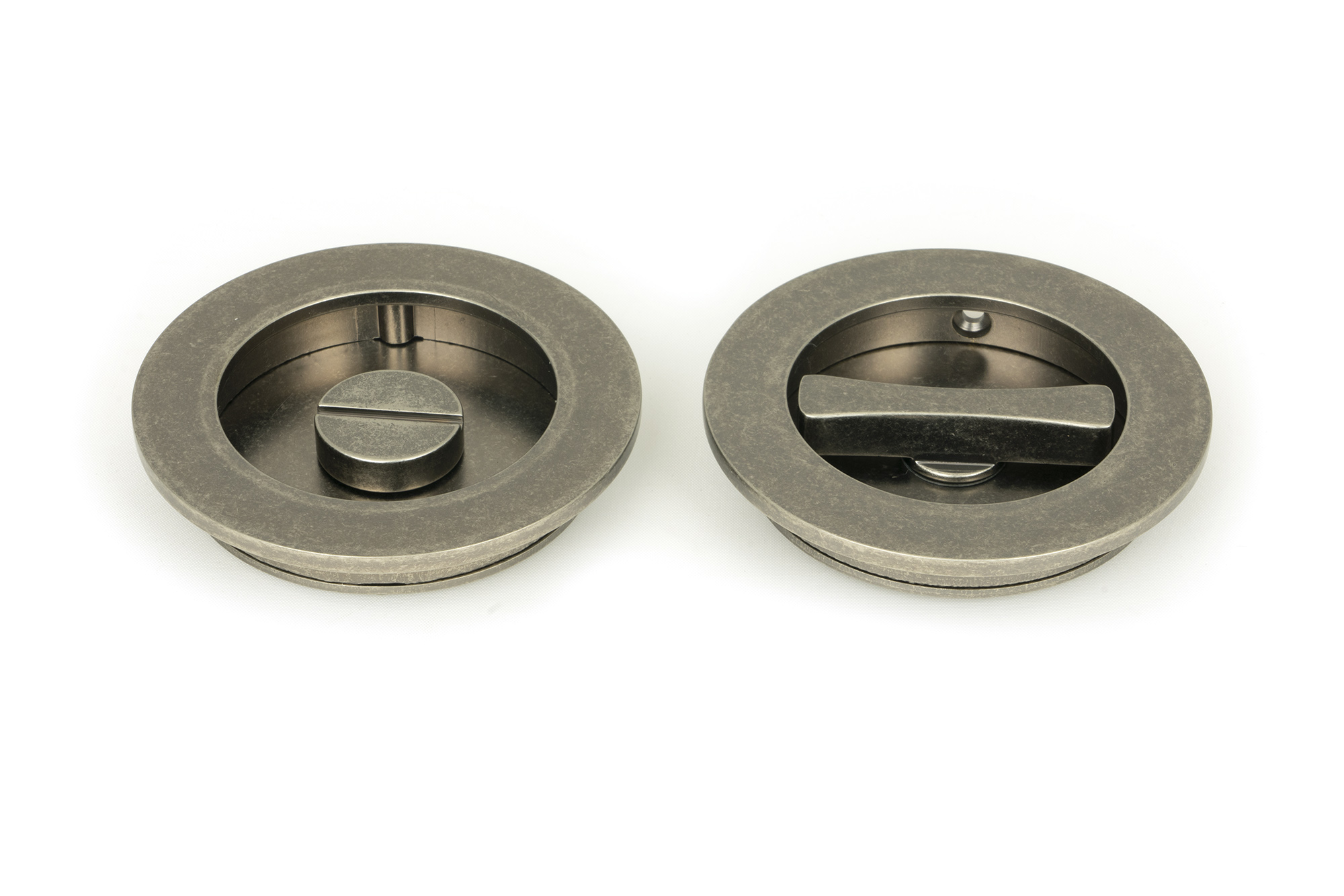 pewter 75mm plain round pull privacy set