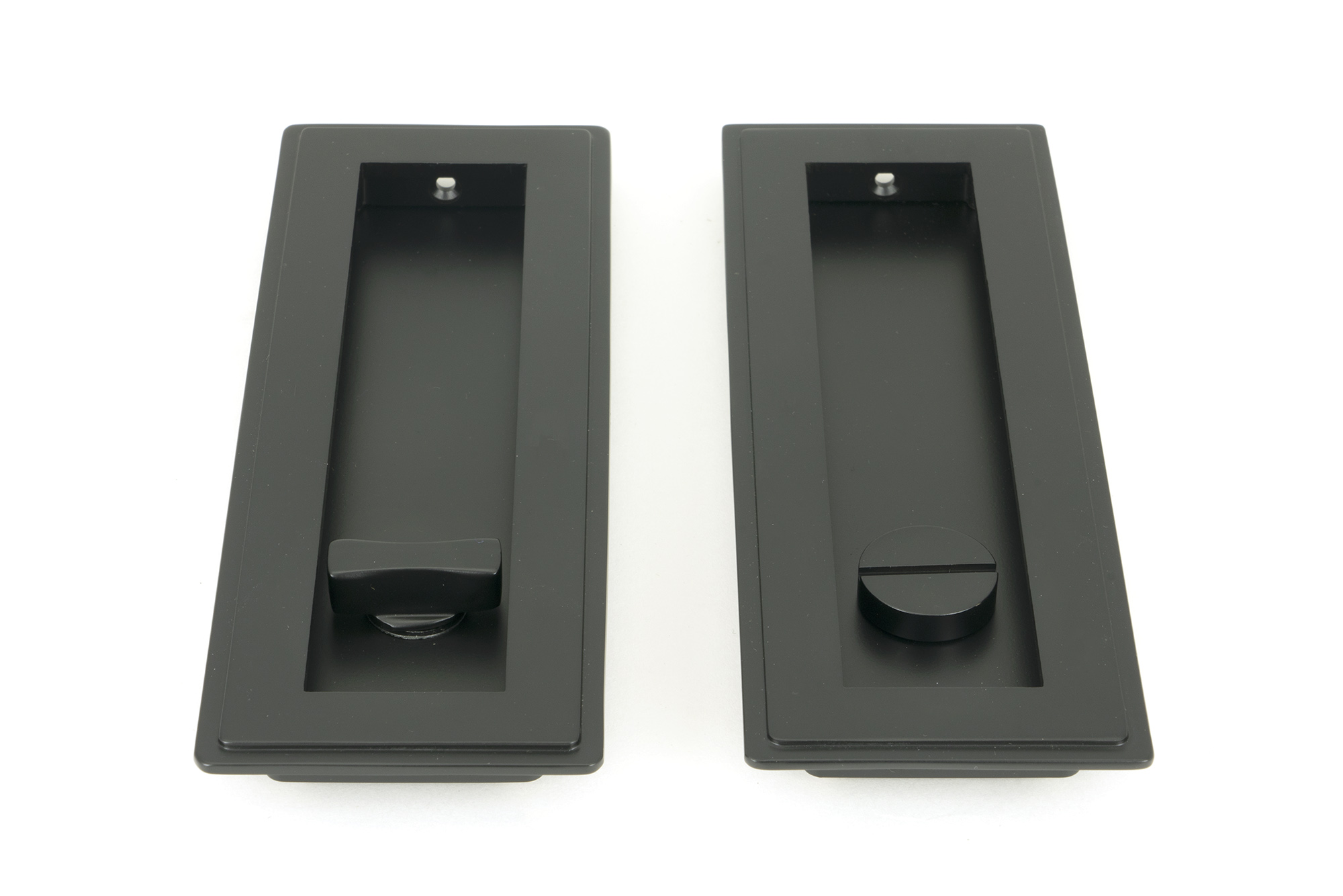 matt black 175mm art deco rectangular pull privacy set