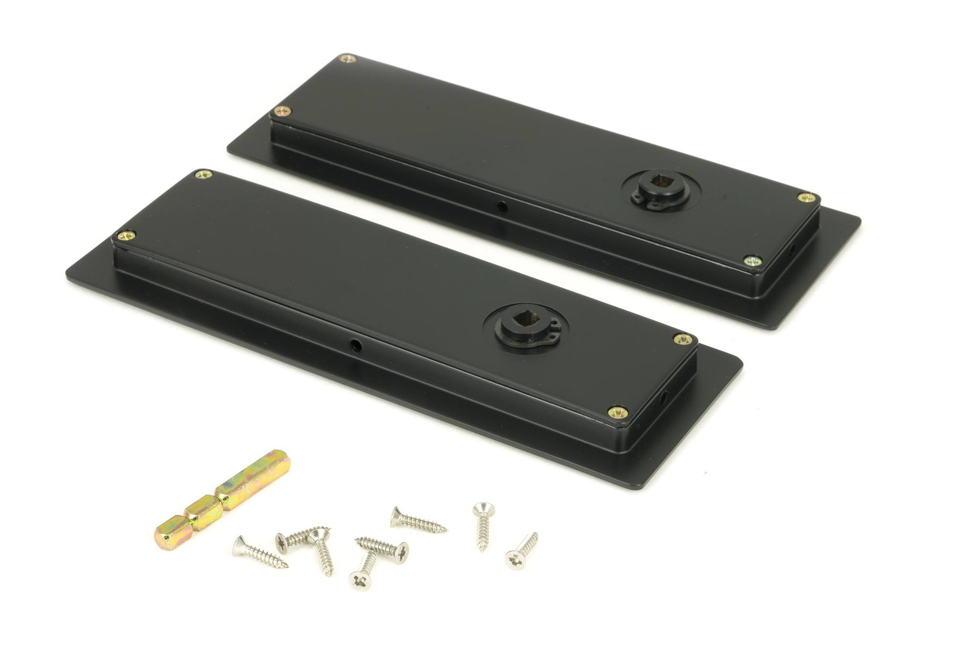 matt black 175mm art deco rectangular pull privacy set