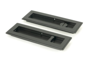 matt black 175mm art deco rectangular pull privacy set