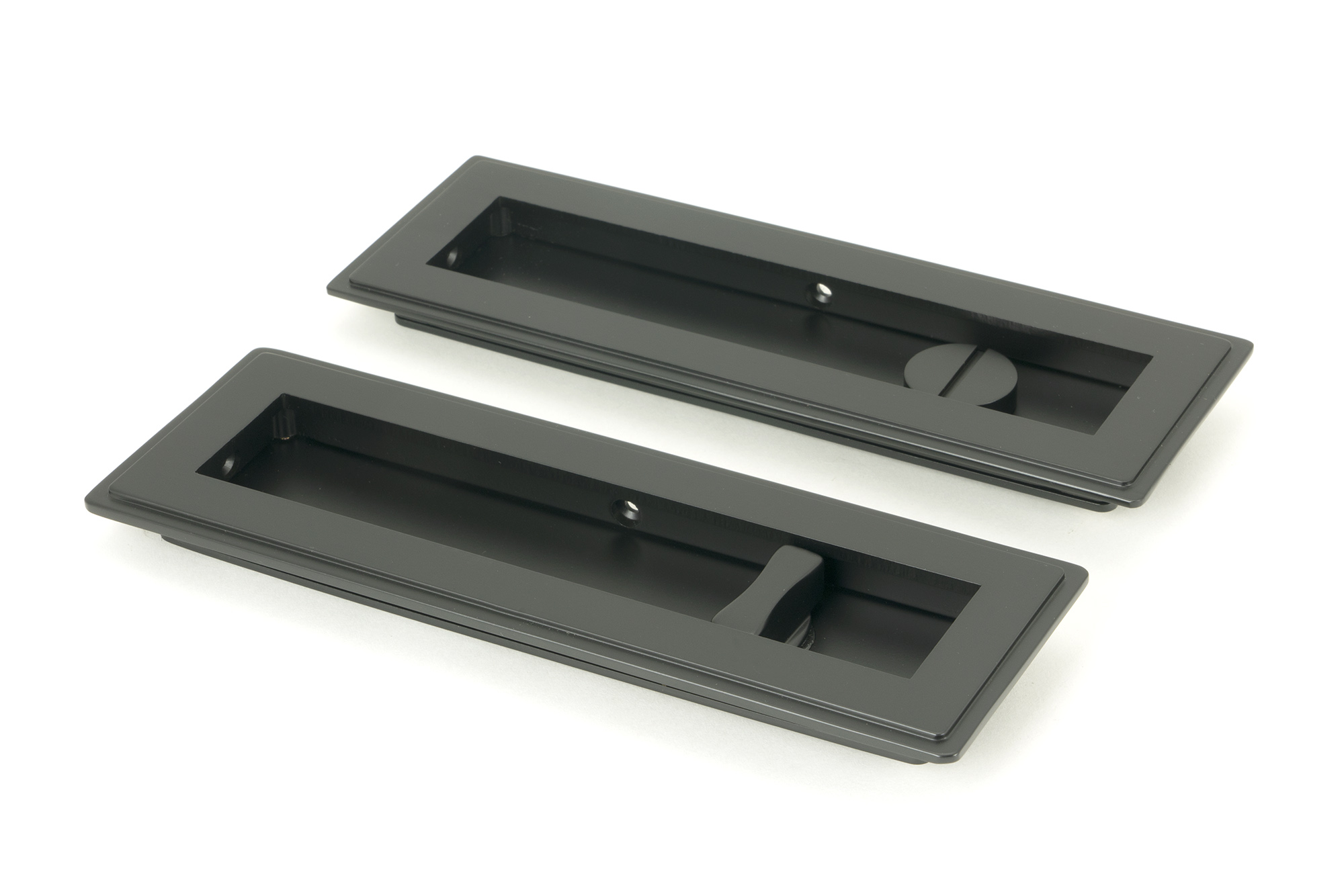 matt black 175mm art deco rectangular pull privacy set
