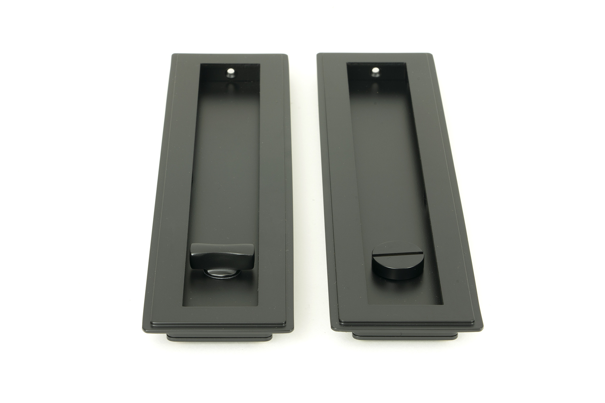 matt black 250mm art deco rectangular pull privacy set