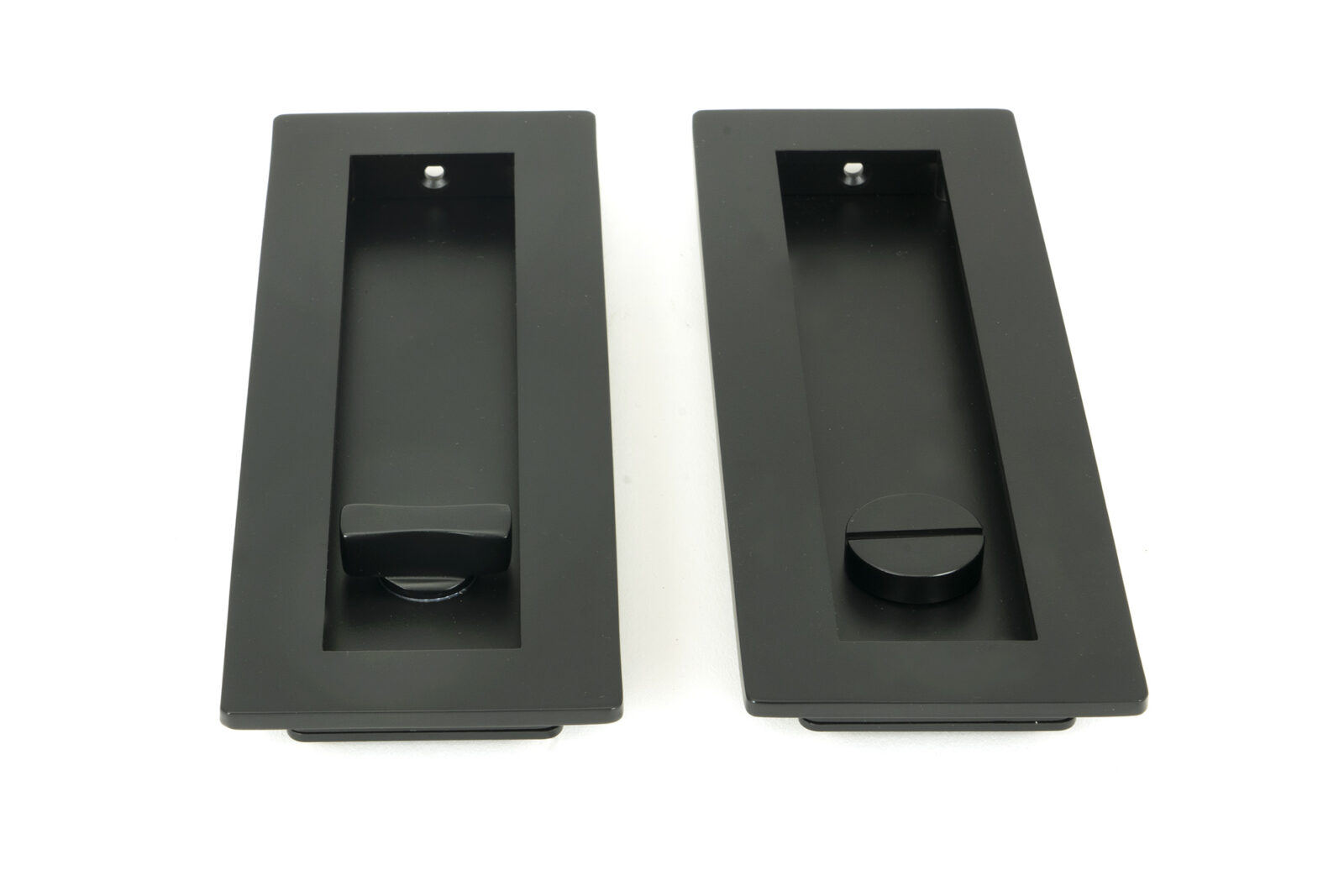 matt black 175mm plain rectangular pull privacy set