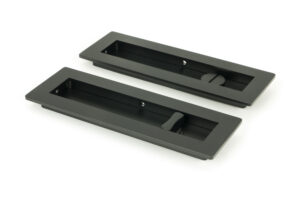 matt black 175mm plain rectangular pull privacy set