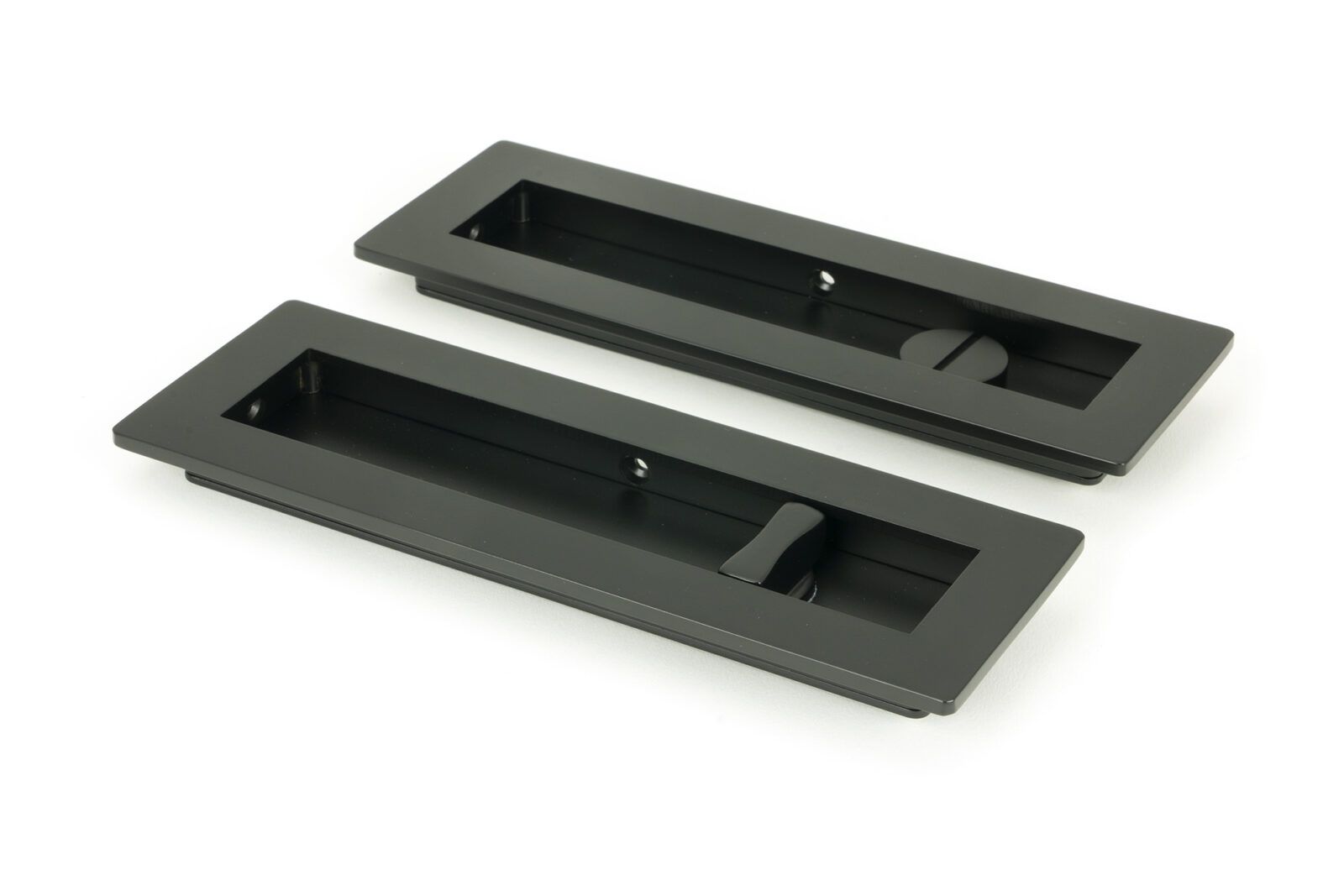 matt black 175mm plain rectangular pull privacy set