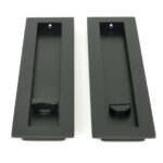 matt black 250mm plain rectangular pull privacy set