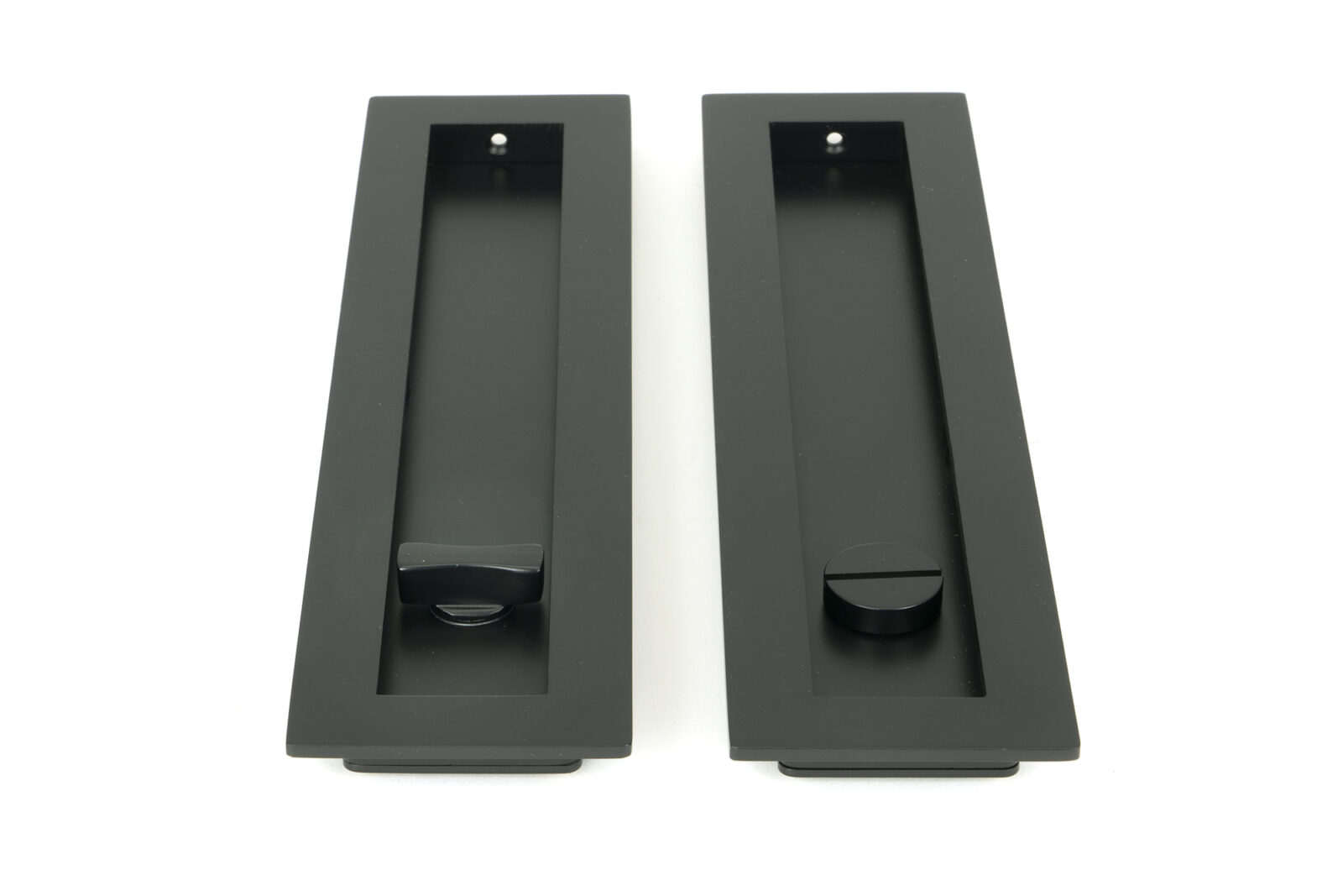 matt black 250mm plain rectangular pull privacy set