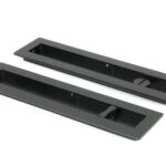 matt black 250mm plain rectangular pull privacy set