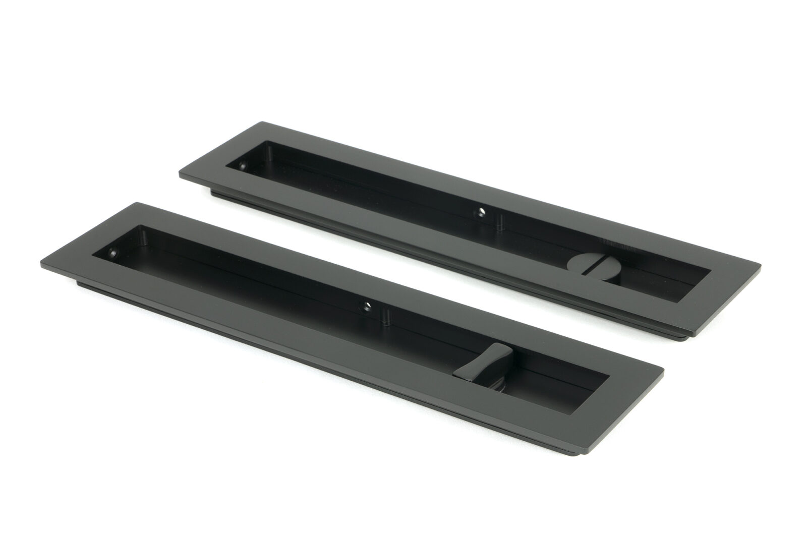 matt black 250mm plain rectangular pull privacy set