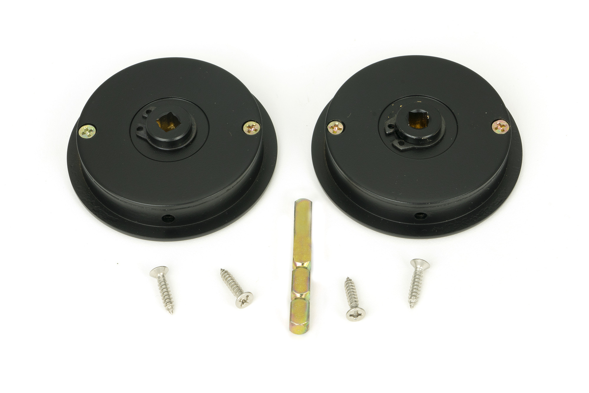 matt black 60mm art deco round pull privacy set