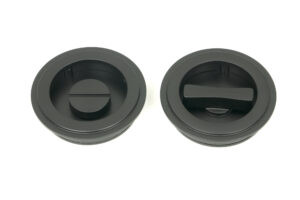 matt black 60mm art deco round pull privacy set