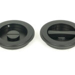 matt black 75mm art deco round pull privacy set