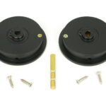matt black 60mm plain round pull privacy set