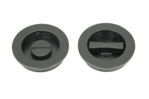 matt black 60mm plain round pull privacy set