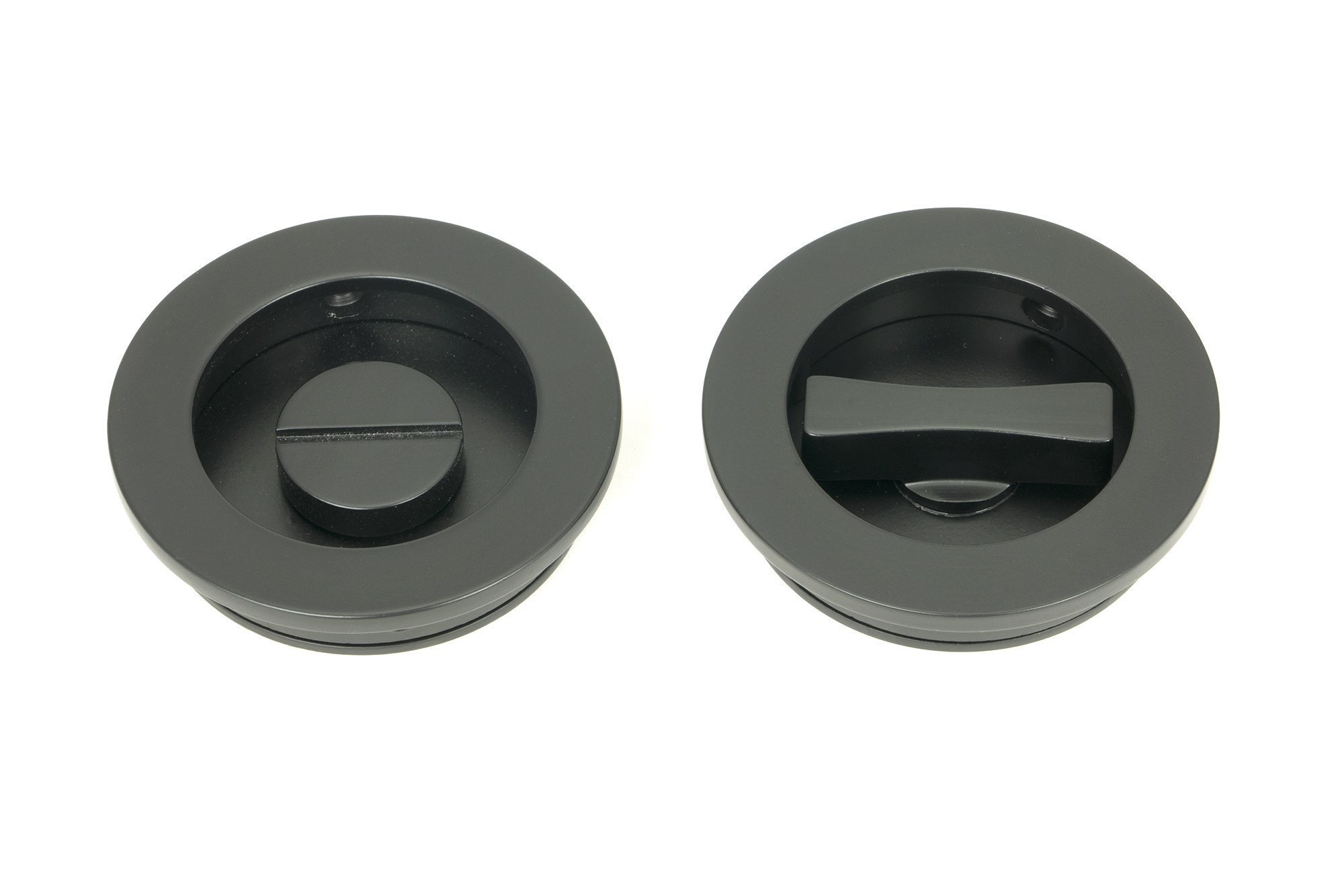 matt black 60mm plain round pull privacy set