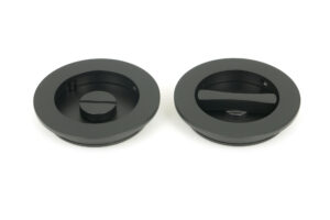 matt black 75mm plain round pull privacy set