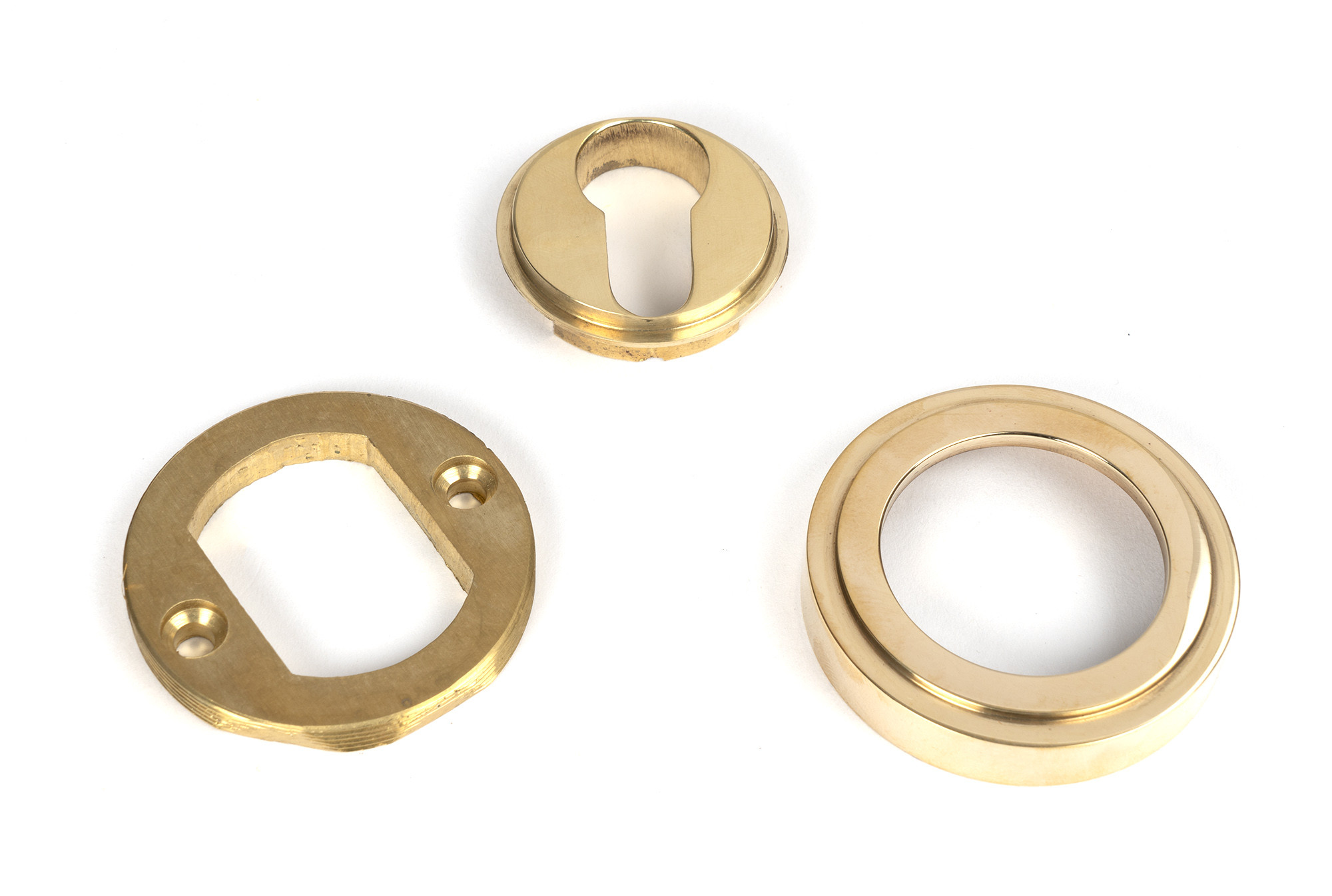 polished brass round euro escutcheon (art deco)
