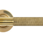polished brass brompton lever on rose set (plain)