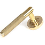 polished brass brompton lever on rose set (plain)