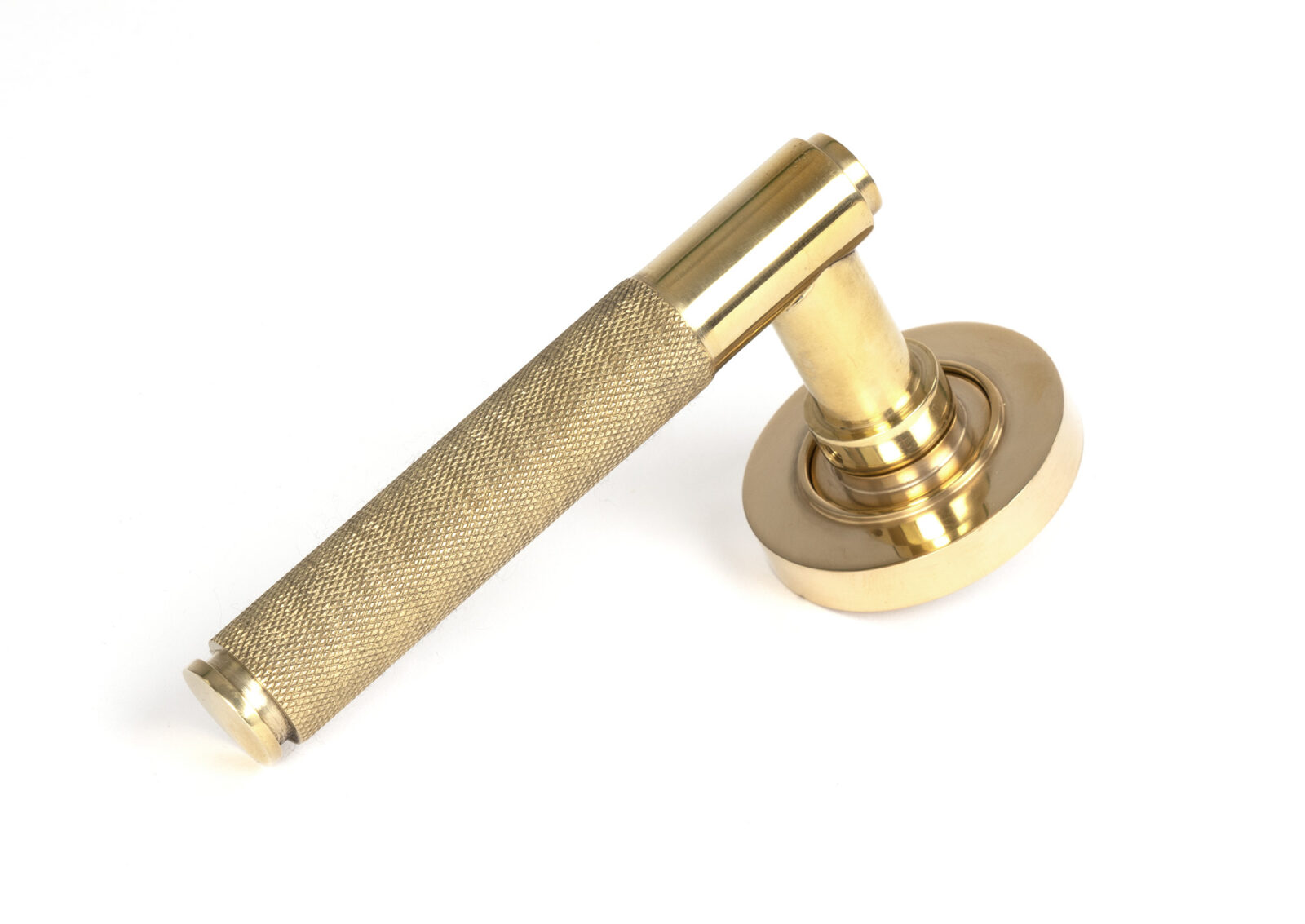 polished brass brompton lever on rose set (plain)