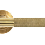 polished brass brompton lever on rose set (beehive)