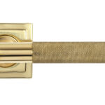 polished brass brompton lever on rose set (square)
