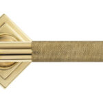 polished brass brompton lever on rose set (square)