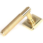 polished brass brompton lever on rose set (square)