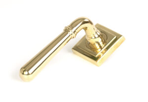 polished brass newbury lever on rose set (square)