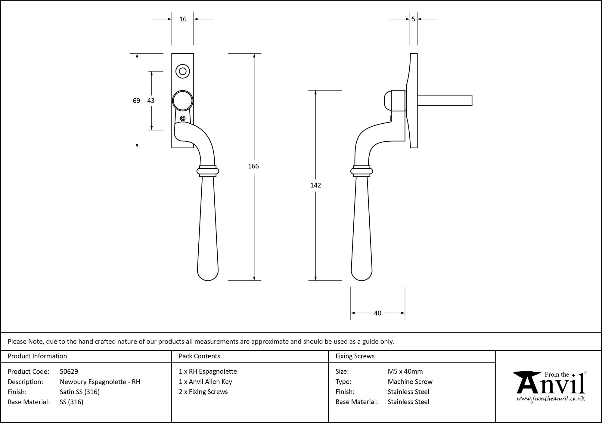 satin marine ss (316) newbury espag rh