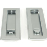 satin chrome 175mm art deco rectangular pull privacy set