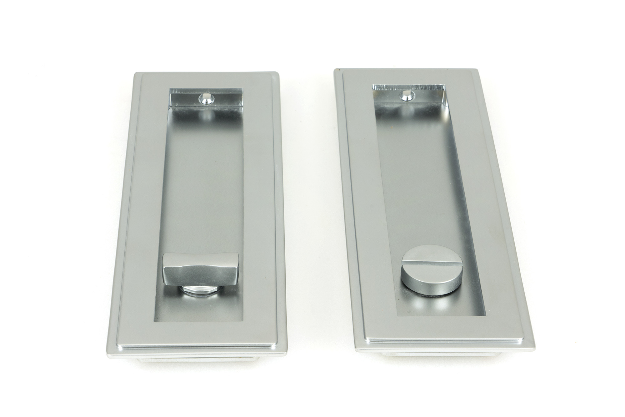 satin chrome 175mm art deco rectangular pull privacy set