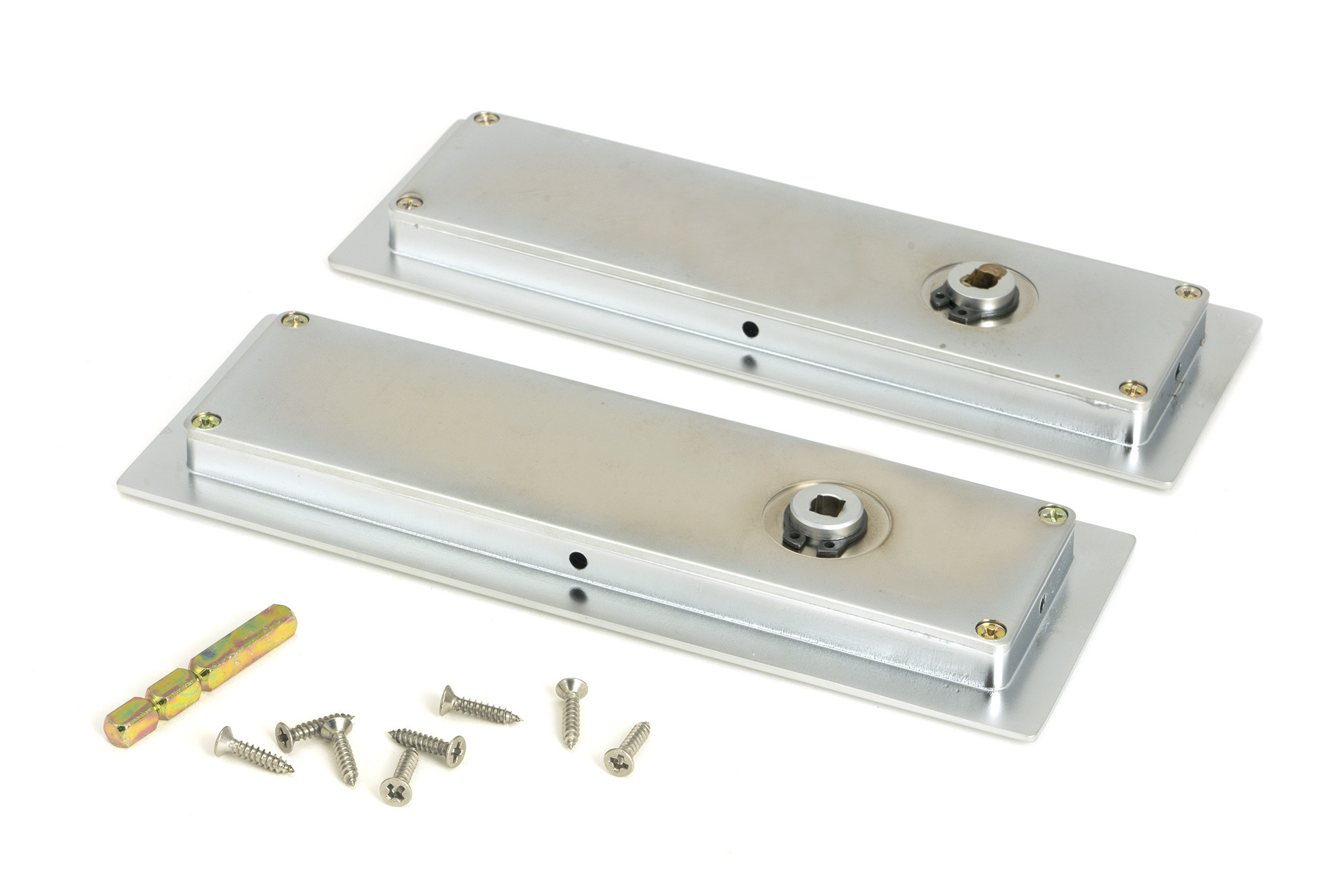 satin chrome 175mm art deco rectangular pull privacy set