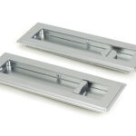 satin chrome 175mm art deco rectangular pull privacy set