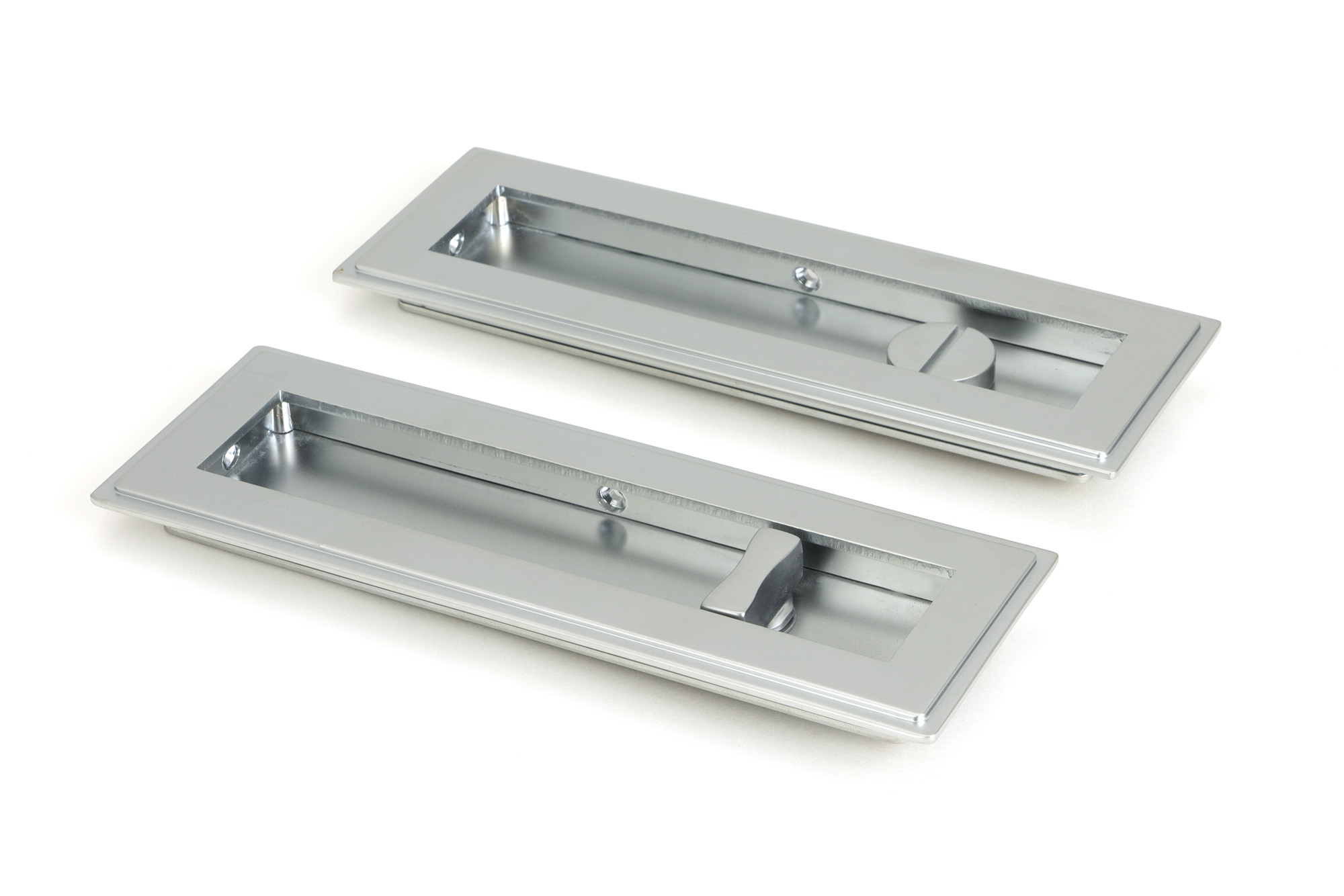 satin chrome 175mm art deco rectangular pull privacy set