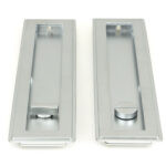 satin chrome 250mm art deco rectangular pull privacy set
