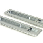 satin chrome 250mm art deco rectangular pull privacy set