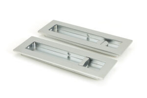 satin chrome 175mm plain rectangular pull privacy set