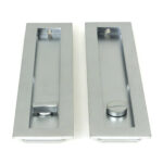 satin chrome 250mm plain rectangular pull privacy set