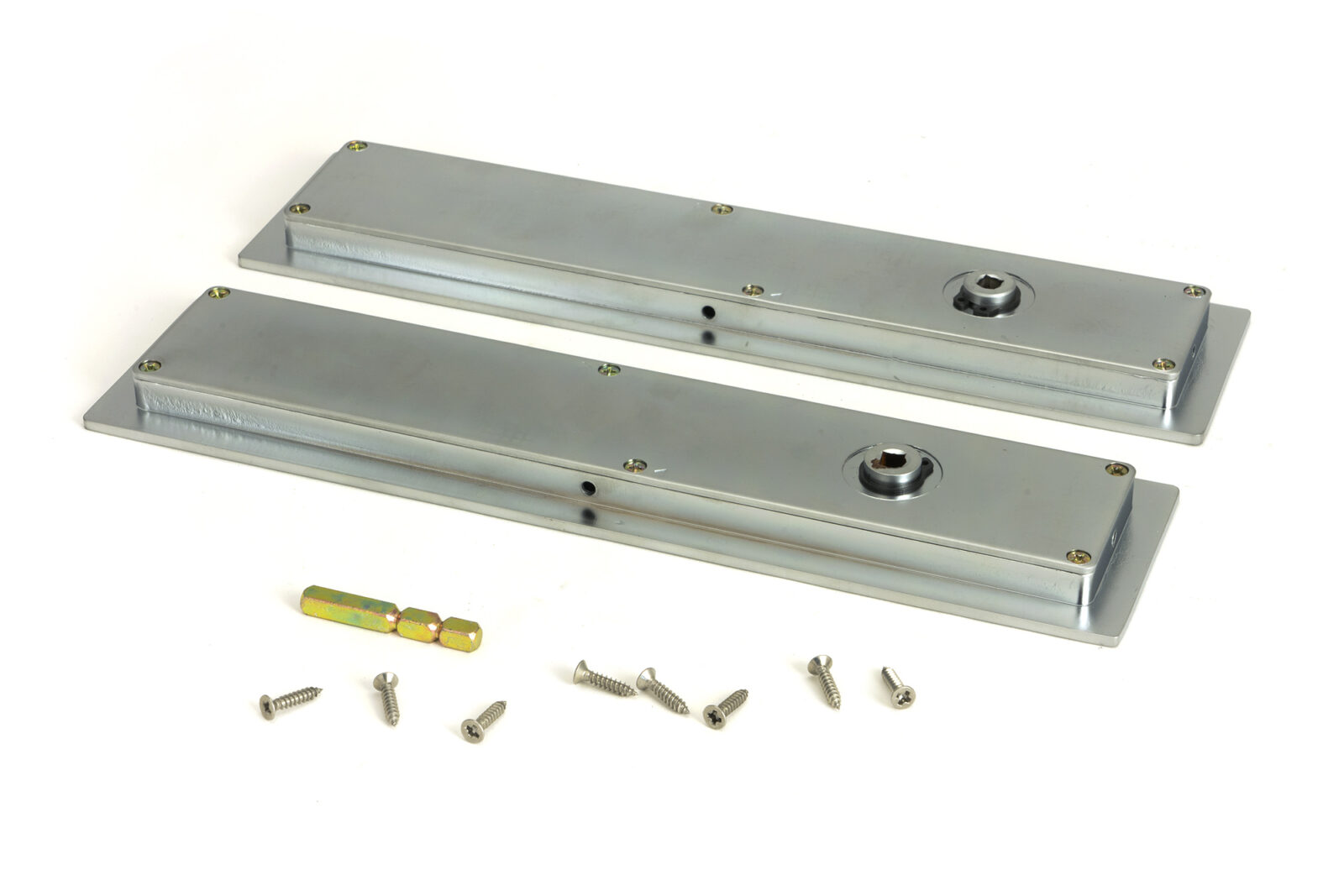 satin chrome 250mm plain rectangular pull privacy set