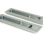 satin chrome 250mm plain rectangular pull privacy set