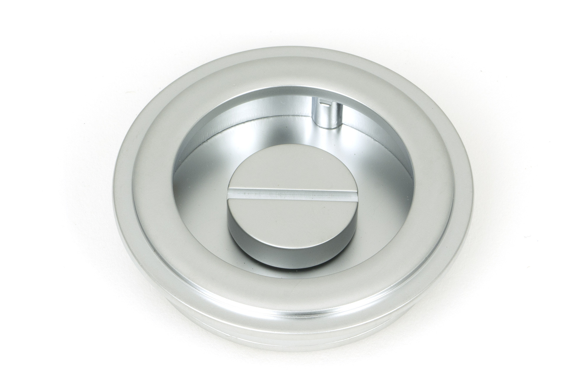 satin chrome 60mm art deco round pull privacy set